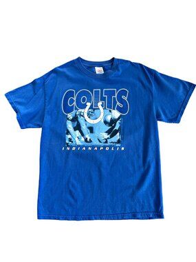 Vintage NFL Colts Tennessee River Royal Blue Football Tee L